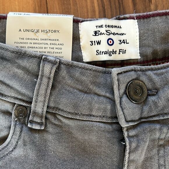 NEW Ben Sherman Mens Straight Fit Grey Jeans - Picture 5 of 9